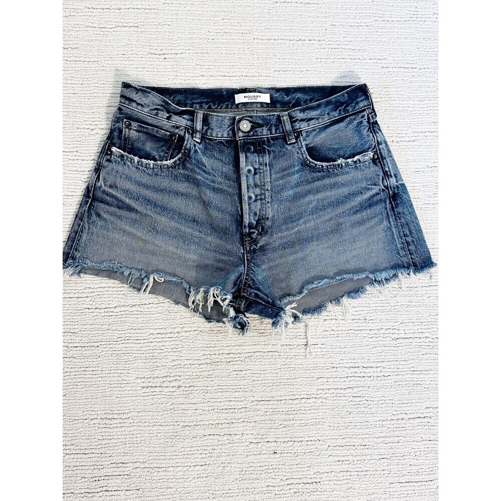 MOUSSY VINTAGE Howa Size 29 Blue Cutoff Denim Shorts Japan Hemp Cowgirl Festival